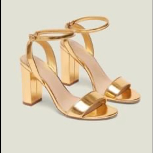 SANDRO Gold Heeled Sandals - Picture 1 of 8